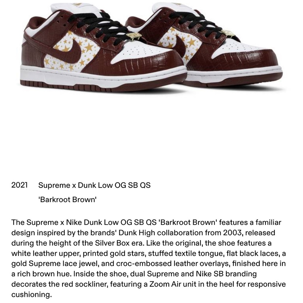 Supreme x Dunk Low OG SB QS 'Barkroot Brown'